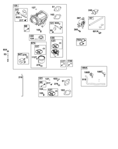 Carburetor And Fuel Supply Group Diagram and Parts List for 40N877-0069-B5  Briggs and Stratton Engine